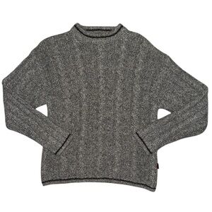 Woolrich hand framed wool cable knit sweater gray women’s medium vintage
